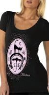 Charmed Girls Scoop Neck shirt by Lucky 13 - black cat