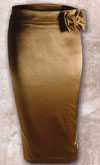 Show product details for SALE - Mesmeried Stretch Satin Pencil Skirt in GOLD by Lucky 13
