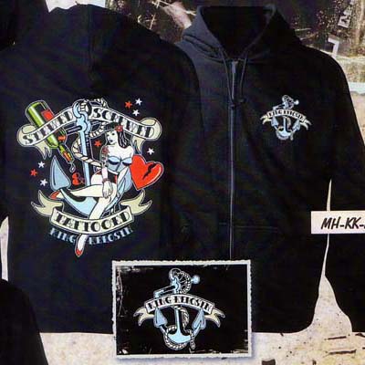 Show product details for King Kerosin Guys Zip Up Sweatshirt by Timeless Clothing- Stewed Screwed And Tattooed