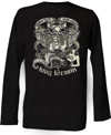 Show product details for King Kerosin Loose Lips Sink Ships on a black long sleeve thermal shirt by Timeless Clothing