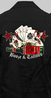 Show product details for King Kerosin Guys Button Up Work Shirt by Timeless Clothing- Booze & Tattoos