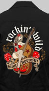 Show product details for King Kerosin Guys Button Up Work Shirt by Timeless Clothing- Rockin' Wild (Girl On Stand Up Bass)