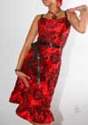 Wallpaper Ruffle Dress In Red  by Paper Doll w/ black flock print - SALE sz S only