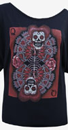 Queen of Hearts Oversized Scoopneck girls black shirt by Low Brow Art Company