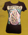 Reptilica on a dark brown girls shirt by Black Market Art Company - SALE