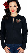 Leopard Anchor Heart Cardigan by Steady - SALE sz S only