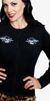 Headache Embroidered Skull & Dagger Cardigan by Steady