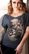 Sailor Jerry Boat Neck Dolman Sleeve girls shirt by Low Brow Art Company