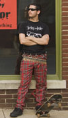 Show product details for Sick Boy Bondage Pants in Red Plaid by No Future