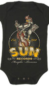 Sun Records- Roosterbilly on a black onesie by Steady Clothing (S=6m, M=12m, L=18m, XL=24m)