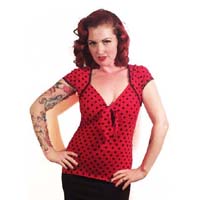 Dame Tie Top in Red Polka Dot by Switchblade Stiletto