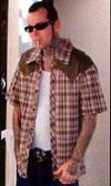 ****Green Plaid short sleeve button up Western shirt by Piston Clothing - SALE