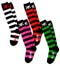 Show product details for SALE - Striped Girls Knee Sock With Skull And Bones At Top by Liquor Brand