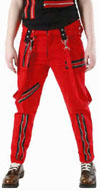 Show product details for *Slimfit Red With Black Zips Trouser by Dead Threads - SALE
