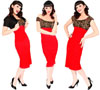 Show product details for Fancy Vamp Peasant Dress in Red/Leopard by Mode Merr