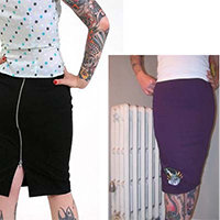 Show product details for SALE - Bride Face Pencil Skirt by Zombie Kitten 