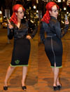 Show product details for  "New" Monster Face With Electrodes Pencil Skirt with Green Poms by Zombie Kitten - SALE