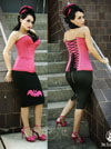 Show product details for Pink Bat Pencil Skirt by Zombie Kitten - SALE