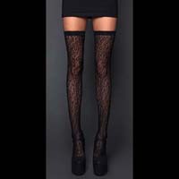 Leopard Thigh High Fishnets by Lip Service