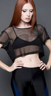 Netting Crop Top With Vegi Leather Details in Black by Lip Service