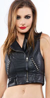 Spiked Matte PU Zip Up Vest in BLACK by Lip Service - SALE