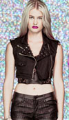 Girls Cropped & Studded Raw Edge Moto Vest in BLACK by Lip Service