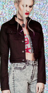 Girls Stretch Twill Trucker Jacket in BLACK by Lip Service