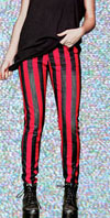 Girls Striped Skinny Stretch Jeans in BLACK/RED by Lip Service