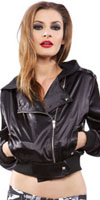Satin Hooded Moto Jacket in BLACK by Lip Service - SALE