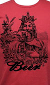King of Beer on a red guys slim fit shirt by Annex Clothing