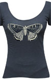 Butterfly scoopneck girls black shirt by Annex Clothing