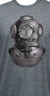 Antique Divers Bell Helmet on a charcoal guys slim fit shirt by Annex Clothing