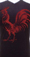Rooster on a black guys slim fit V-Neck shirt by Annex Clothing