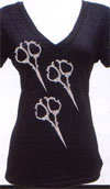 Shears on a charcoal girls fitted V-Neck shirt by Annex Clothing