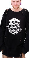 Discharge Three Skulls Long Sleeve Black Muslin Bondage Top  by Tiger of London