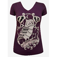 Night Owl on a Purple V Neck Girls Shirt by Black Market Art Company