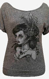 Wind Scoop on a Grey Scoopneck Dolman Sleeve Girls Shirt by Black Market Art Company  - SALE