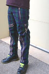 Original 15 Zip Bondage Pants (Wool Blend) by Tiger Of London- GREEN & BLUE PLAID