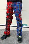 Original 15 Zip Bondage Pants (Wool Blend) by Tiger Of London- SPLIT LEG RED/BLUE PLAID