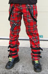 Bondage Strap Trousers by Tiger Of London- RED PLAID