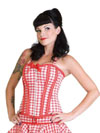 Red Gingham Rockabilly Halter Corset Top by Living Dead Souls - SALE sz  XL& 2X only