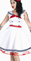 White Full Skirt Retro 50's Sailor Dress by Living Dead Souls/Voodoo Vixen