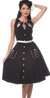 Retro Flared Black Dress with Cut Out Detail by Living Dead Souls / VooDoo Vixen