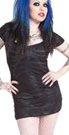 Black Skeleton Print on a Black Tunic Shirt Dress by Kreepsville 666