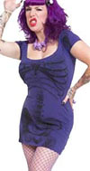 Black Skeleton Print on a Purple Tunic/ Shirt Dress by Kreepsville 666