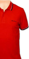Romford Polo by Ben Sherman- TARGET RED (White & Black Piping)