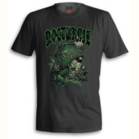 Nocturnal Zombie Rising from the Grave on a black shirt by Felon Clothing