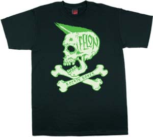 Rockin' Bones on a black shirt by Felon Clothing