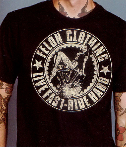 Ride Hard  on a black shirt by Felon Clothing - SALE