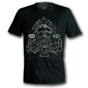 Spade Skull on a black shirt by Felon Clothing